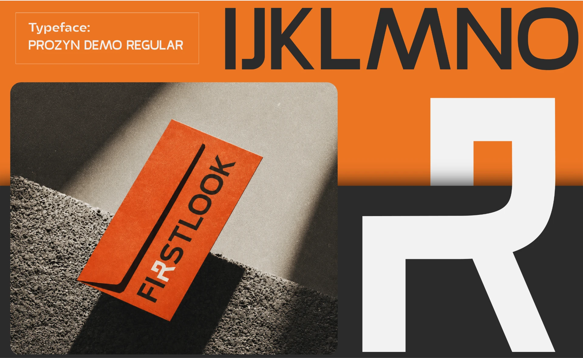 Firstlook Furniture typeface, envelope and R monogram