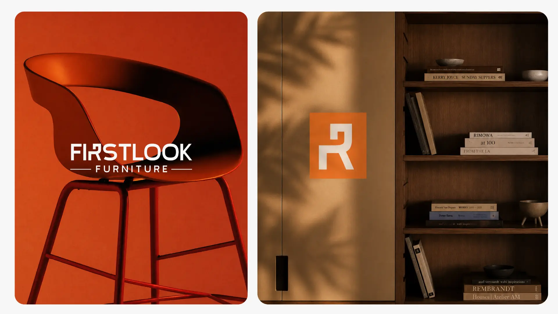 Firstlook Furniture logo on chair and shelf application