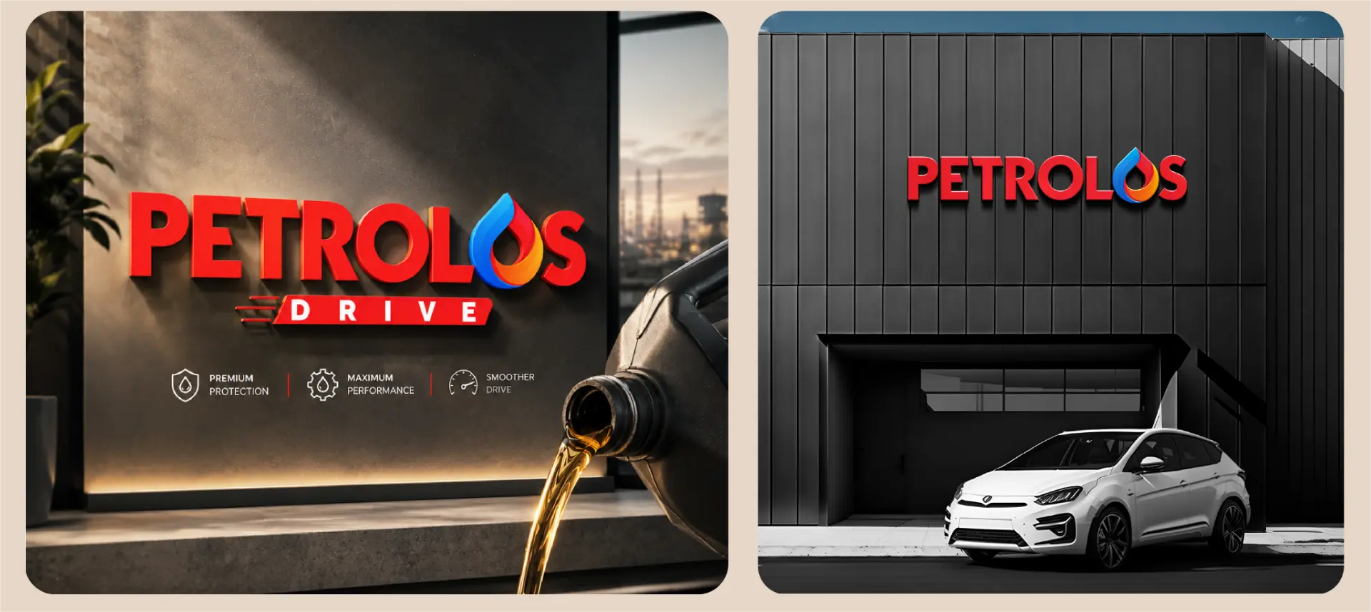 Petrolos Drive wall signage and service centre facade